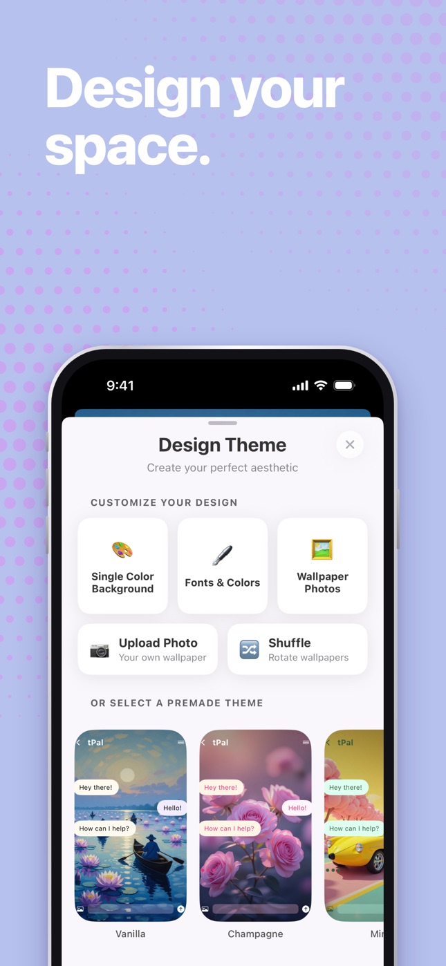 Themes, colors, fonts and wallpapers